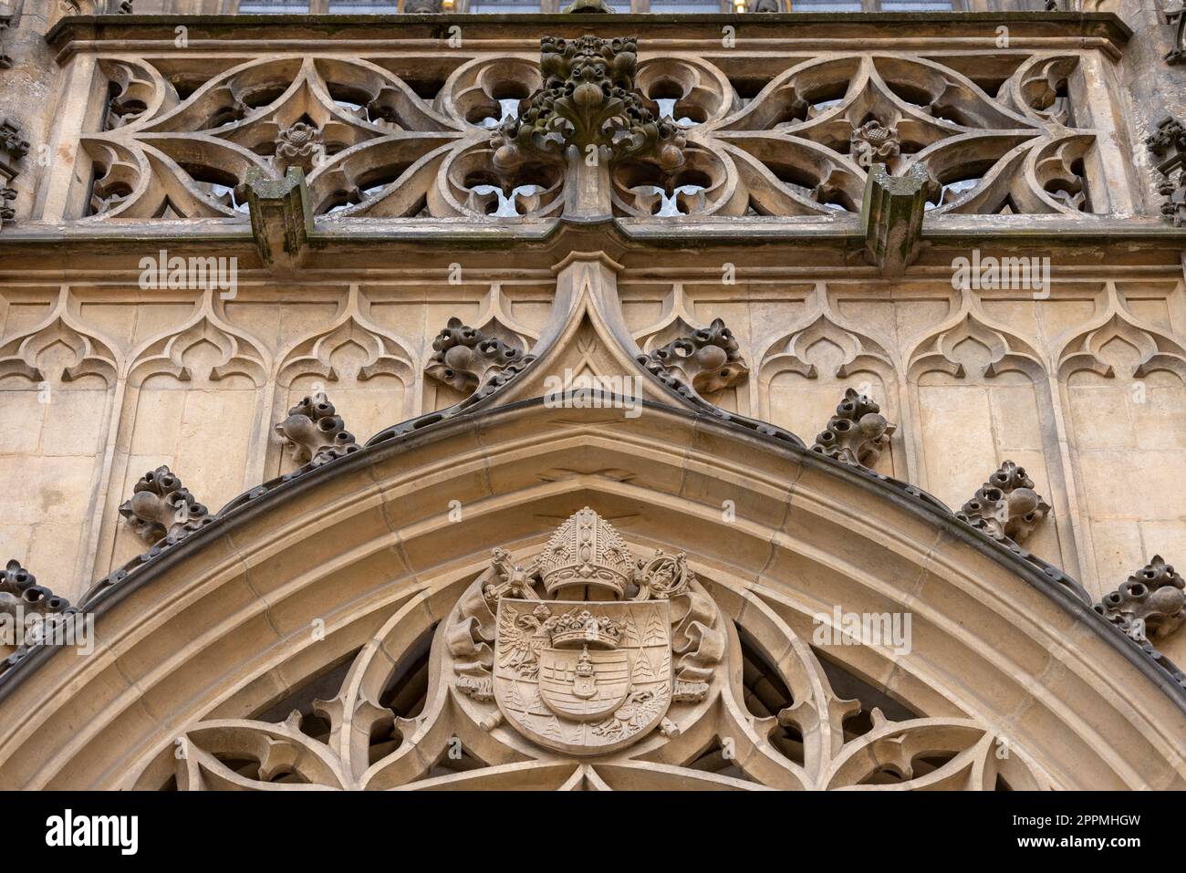 Dekorative Fassade der Kathedrale der Heiligen Peter und Paul, Brünn, Tschechische Republik Stockfoto