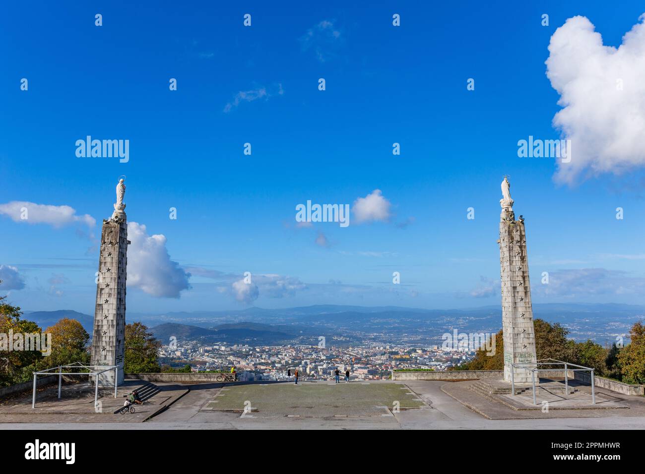 Blick auf Braga von Sameiro Stockfoto