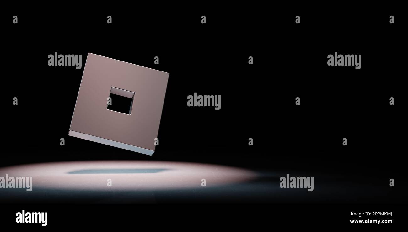 Roblox Logo-Symbol auf schwarzem Hintergrund hervorgehoben Stockfoto
