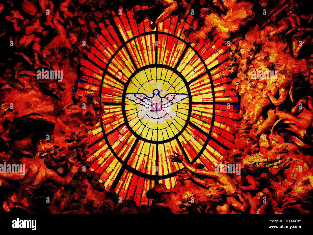 Heiliger Geist Symbol des Friedens, der Liebe und der Hoffnung. Konzept für Christentum, gott, Himmel. Stockfoto