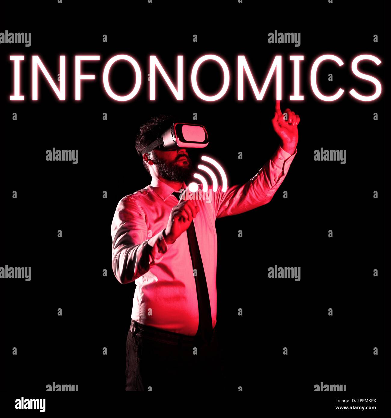 Konzeptionelle Darstellung Infonomics. Visuelles Bild des Internetkonzepts, das zur Darstellung von Informationen oder Daten verwendet wird Stockfoto