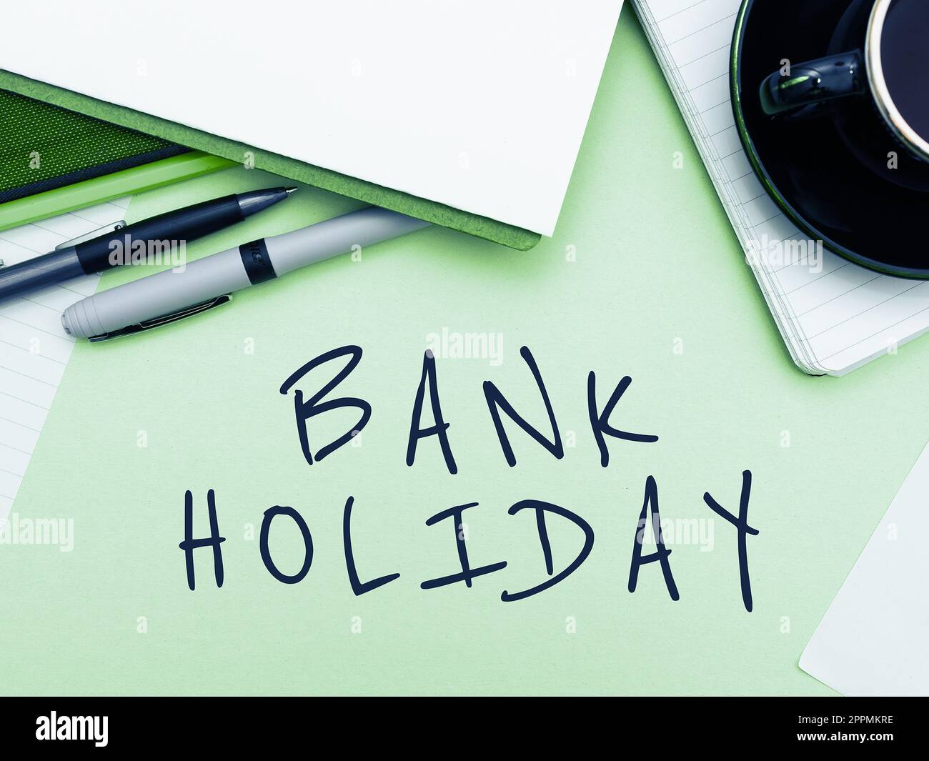 Text mit Inspiration Feiertag. Begriff bezeichnet Einen Tag, an dem Banken als Feiertag offiziell geschlossen werden Stockfoto