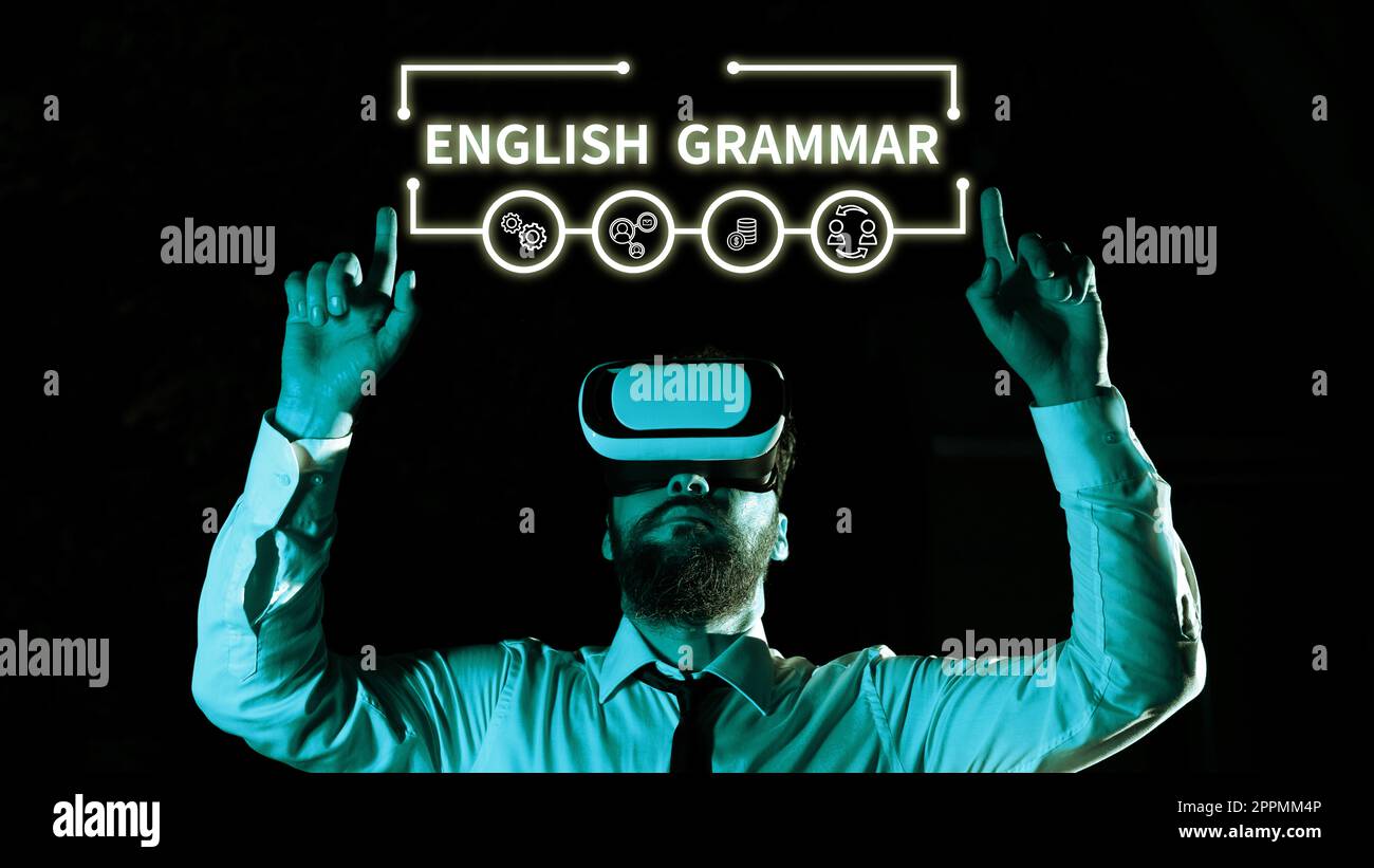 Handschriftlicher Text Englisch Grammatik. Die Kurse zum Thema Internetkonzepte decken alle Ebenen der englischen Sprache und des Schreibens ab Stockfoto