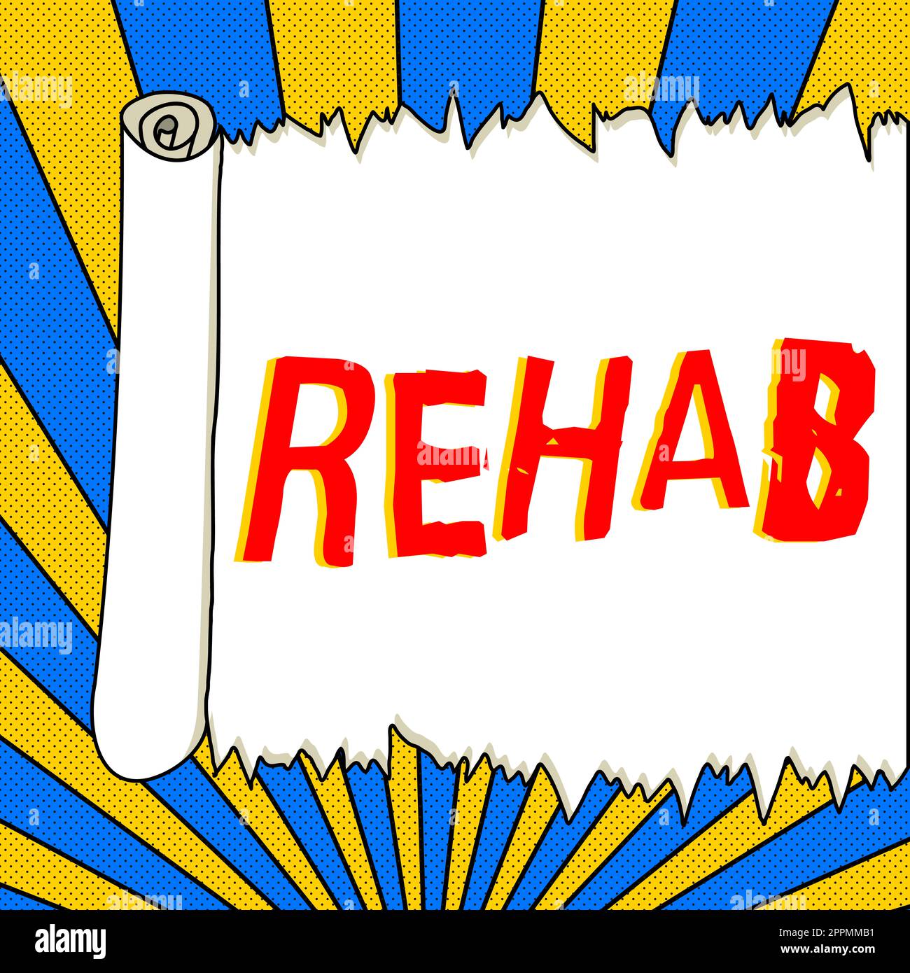 Begrifflicher Titel Rehab. Geschäftskonzept Verlaufsbehandlung bei Alkoholabhängigkeit typischerweise in Wohngebieten Stockfoto
