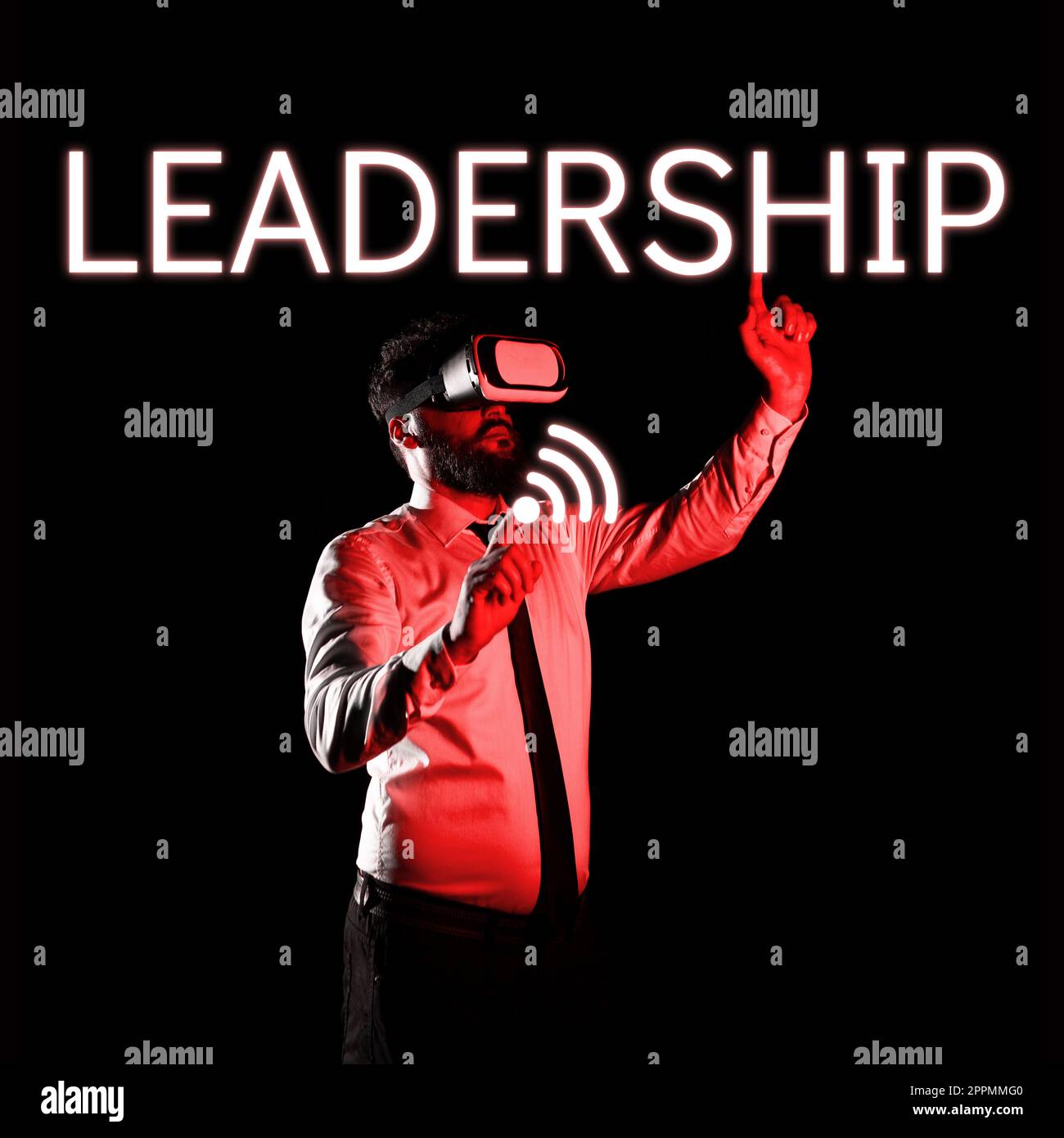 Schild „Leadership“ (Führung). Internet Concept Aability Aktivität, bei der eine Gruppe von Personen oder ein Unternehmen geführt wird Stockfoto