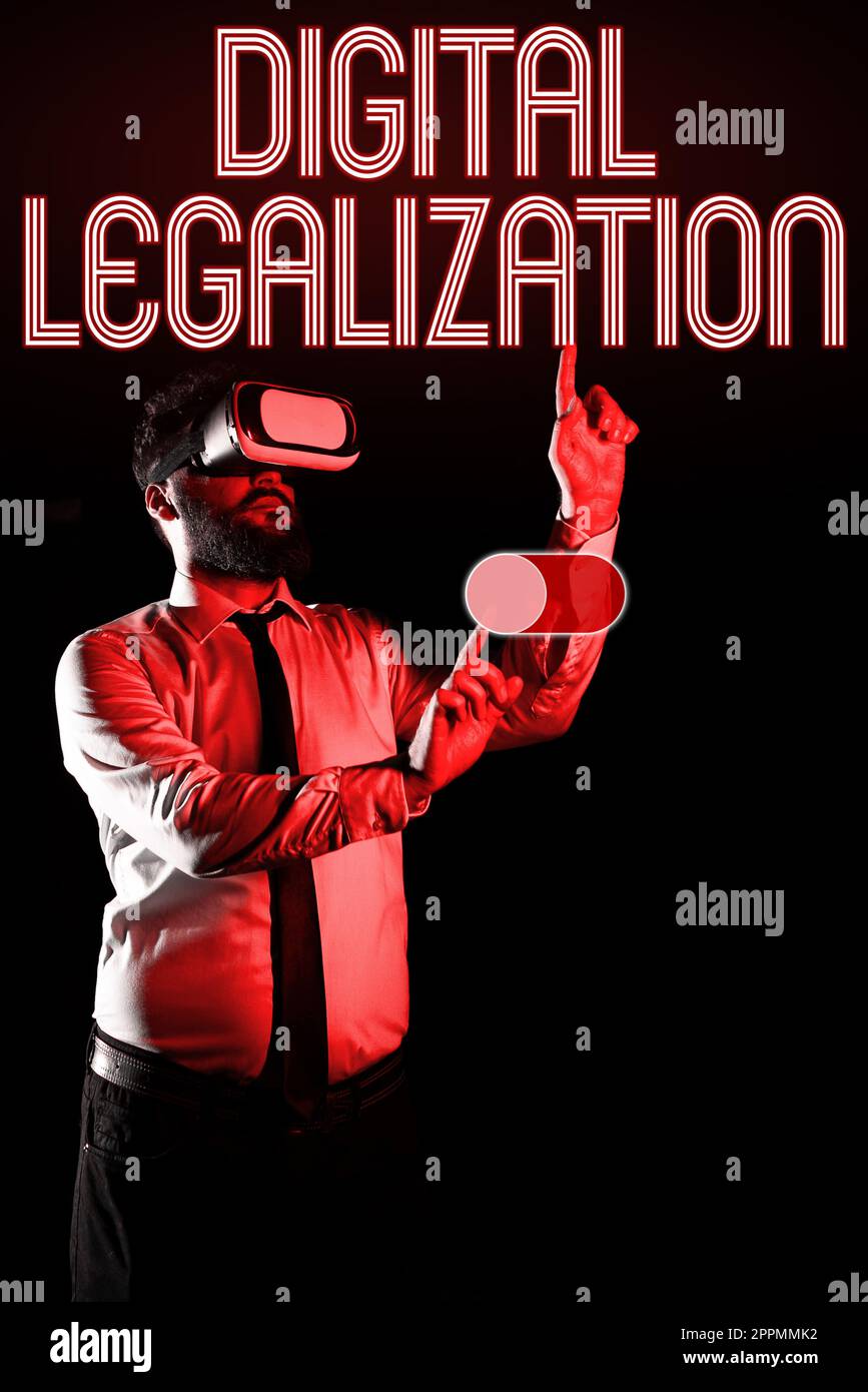Text, der Inspiration Digitale Legalisierung zeigt. Geschäftsansatz in Verbindung mit Technologie oder Unterrichtspraxis Stockfoto