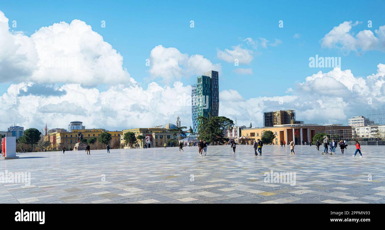 Skanderberg-Platz in Tirana, Albanien Stockfoto