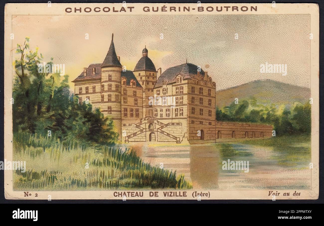 Chateau de Vizille - Vintage French Tradecard - Belle Epoque Era Stockfoto