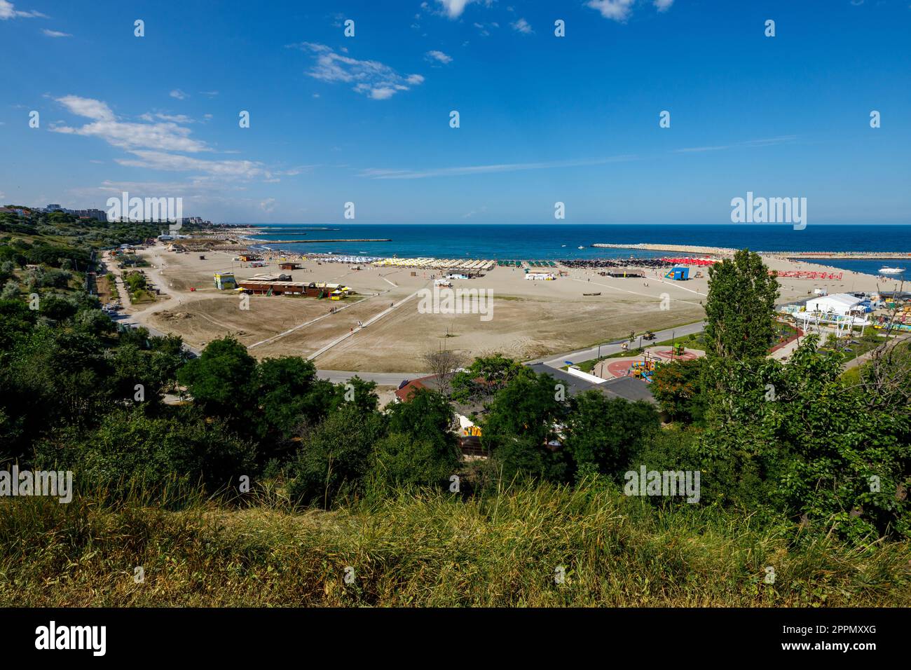 Der Strand von Konstanta am Schwarzen Meer in Rumänien Stockfoto