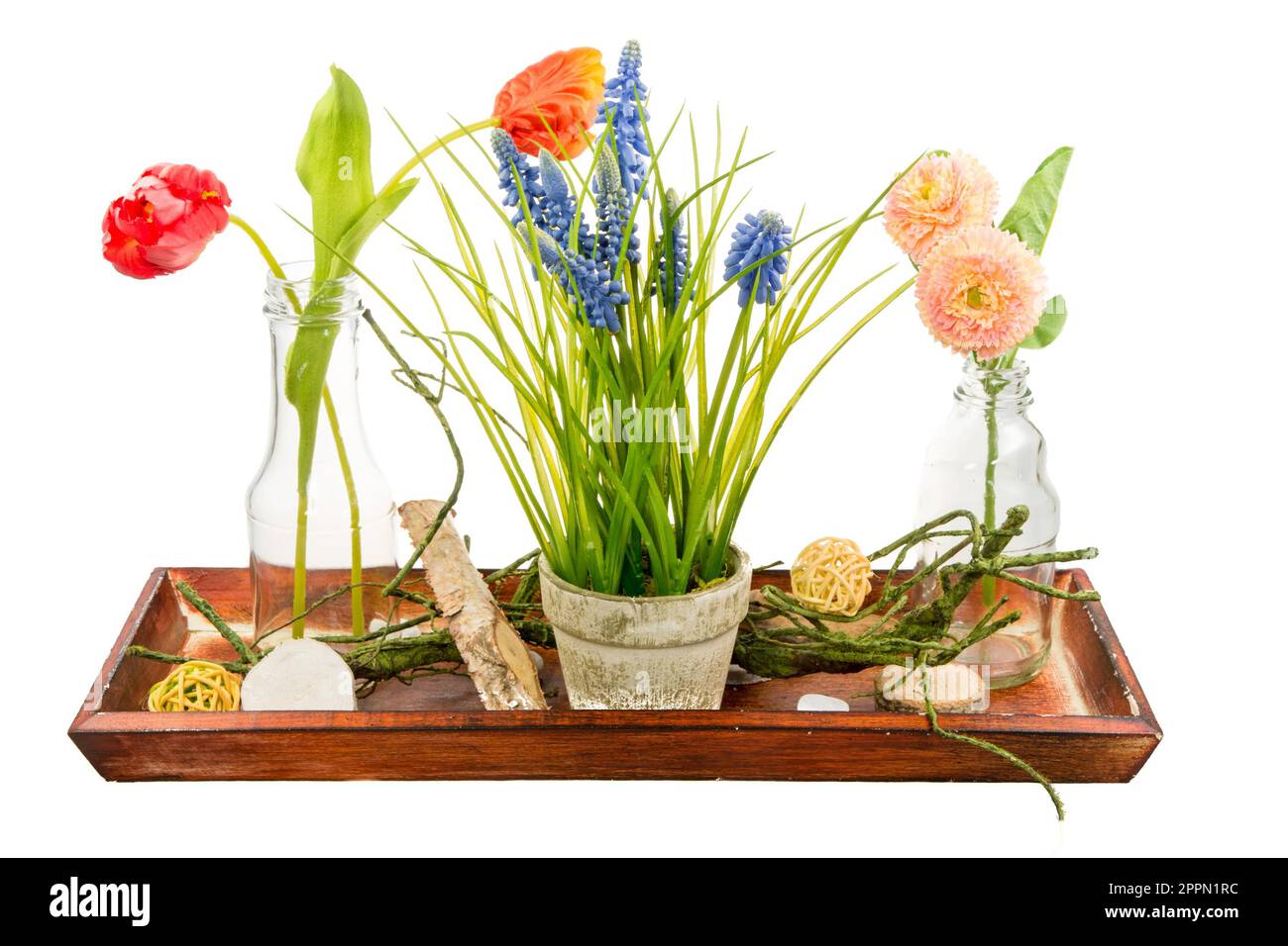 Nahaufnahme von einem isolierten künstliche Blumen Deko Stockfoto