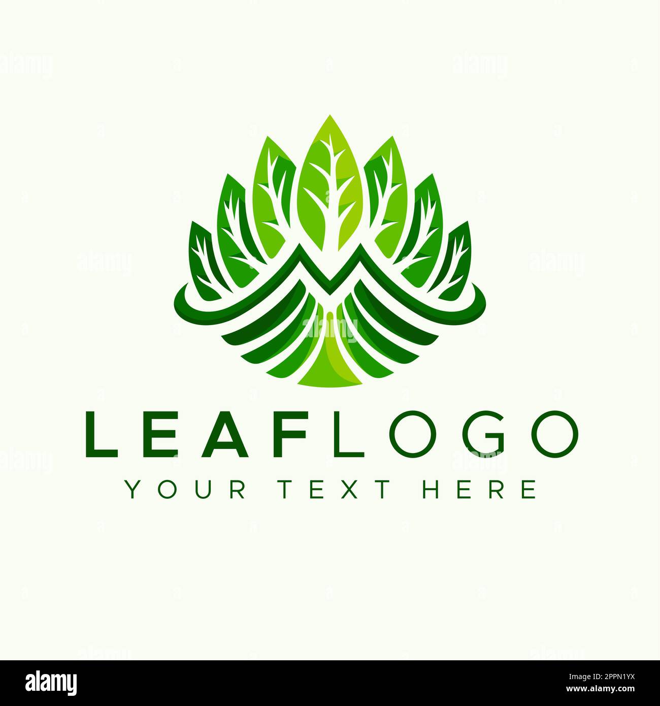 Vektor mit farbenfrohem M-Logo und Blattdesign. Nature Leaves ursprüngliches M-Logo-Branding. Stock Vektor