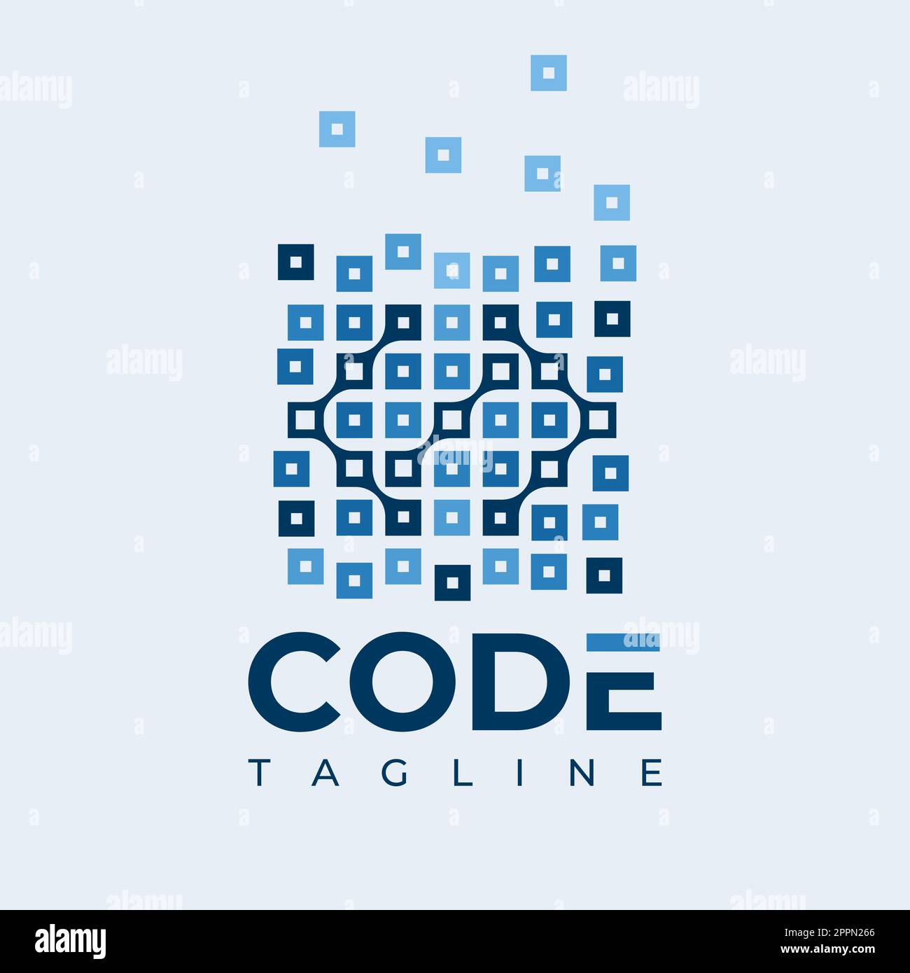 Digitale Pixelcodierung Logo-Branding. Moderner Designvektor für Hub-Code-Logos. Stock Vektor