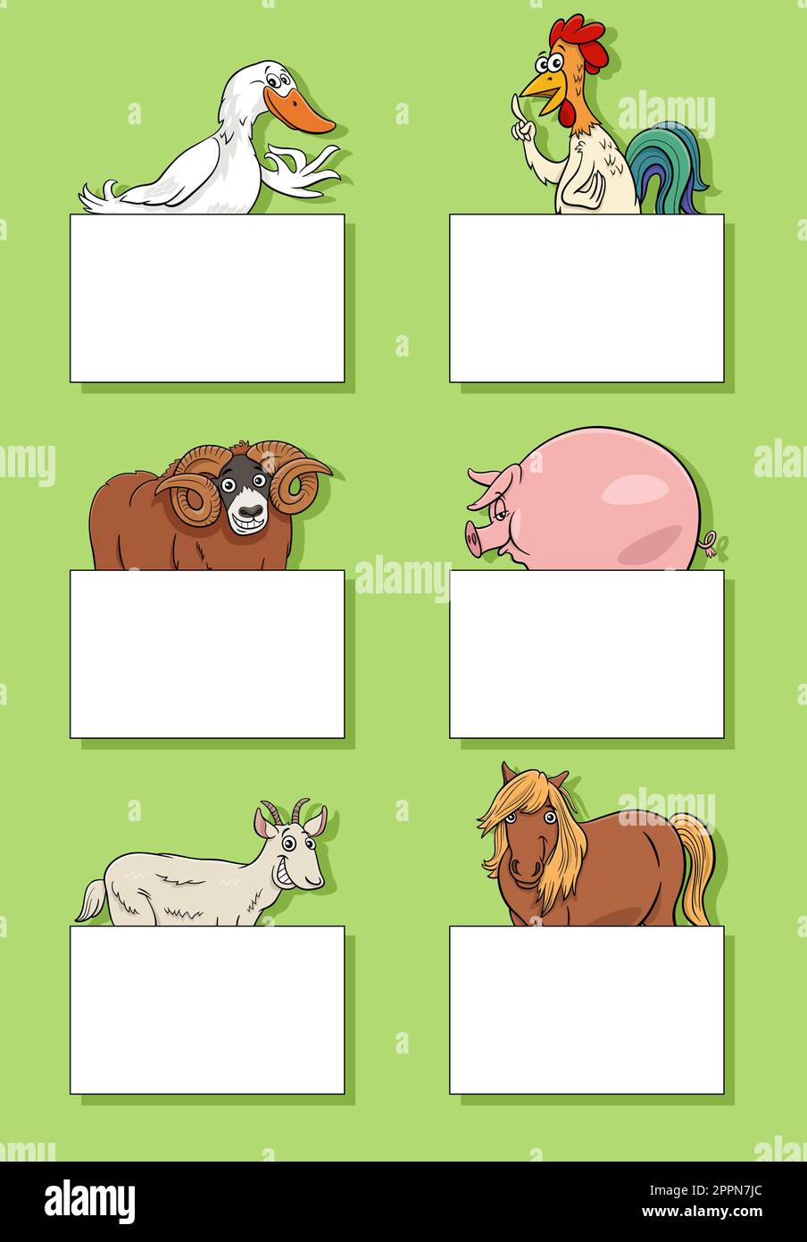 Cartoon-Bauernhoftiere mit Karten oder Bannern Stock Vektor