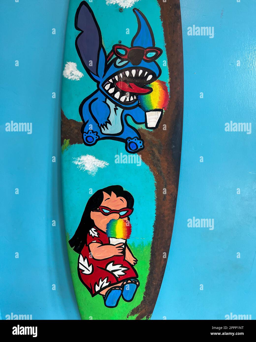 Lilo und Stitch Painted Surfboard Etsy Stockfoto
