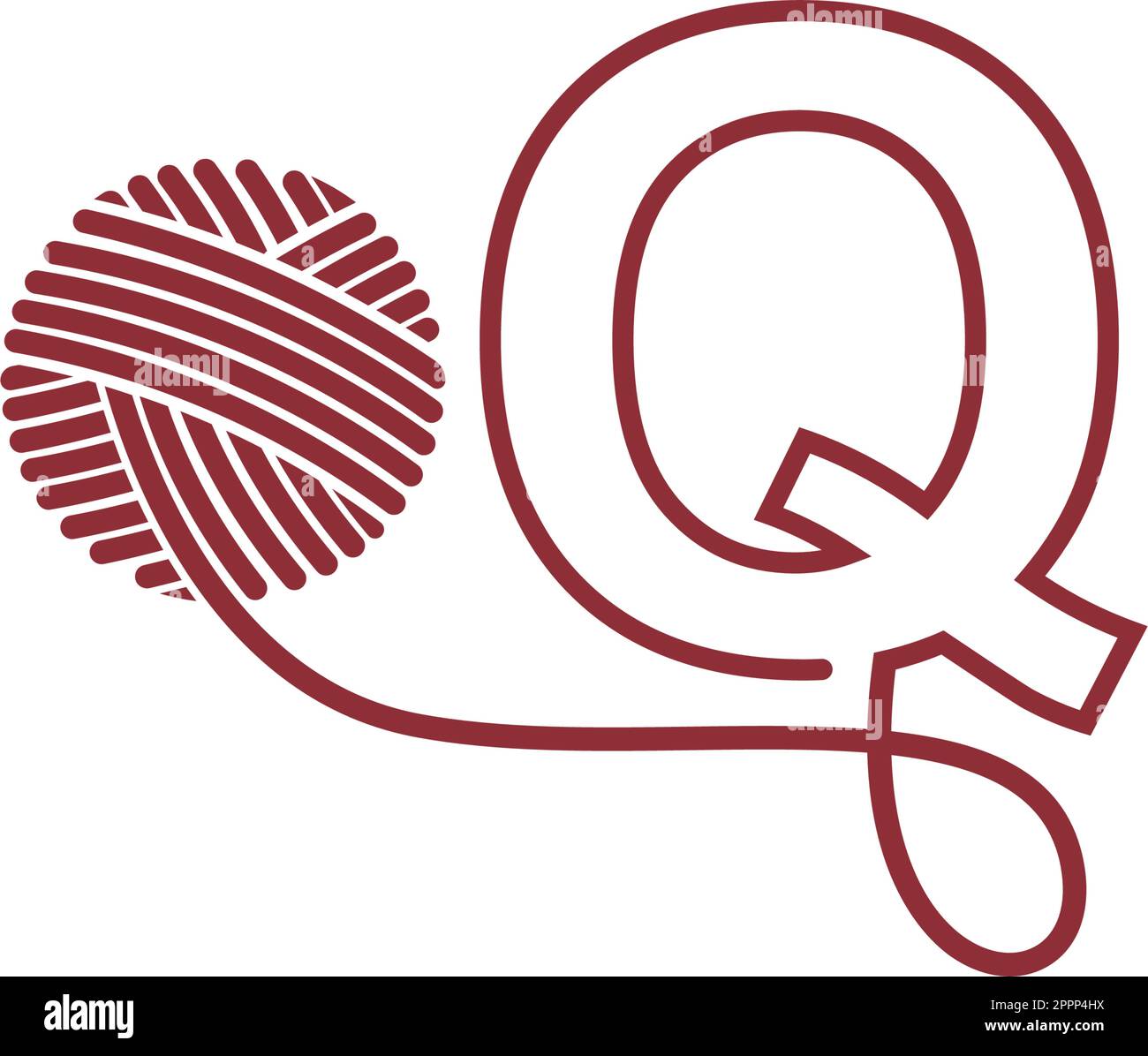 Designanschauung: Q-Buchstabe und Garnkettchen Stock Vektor