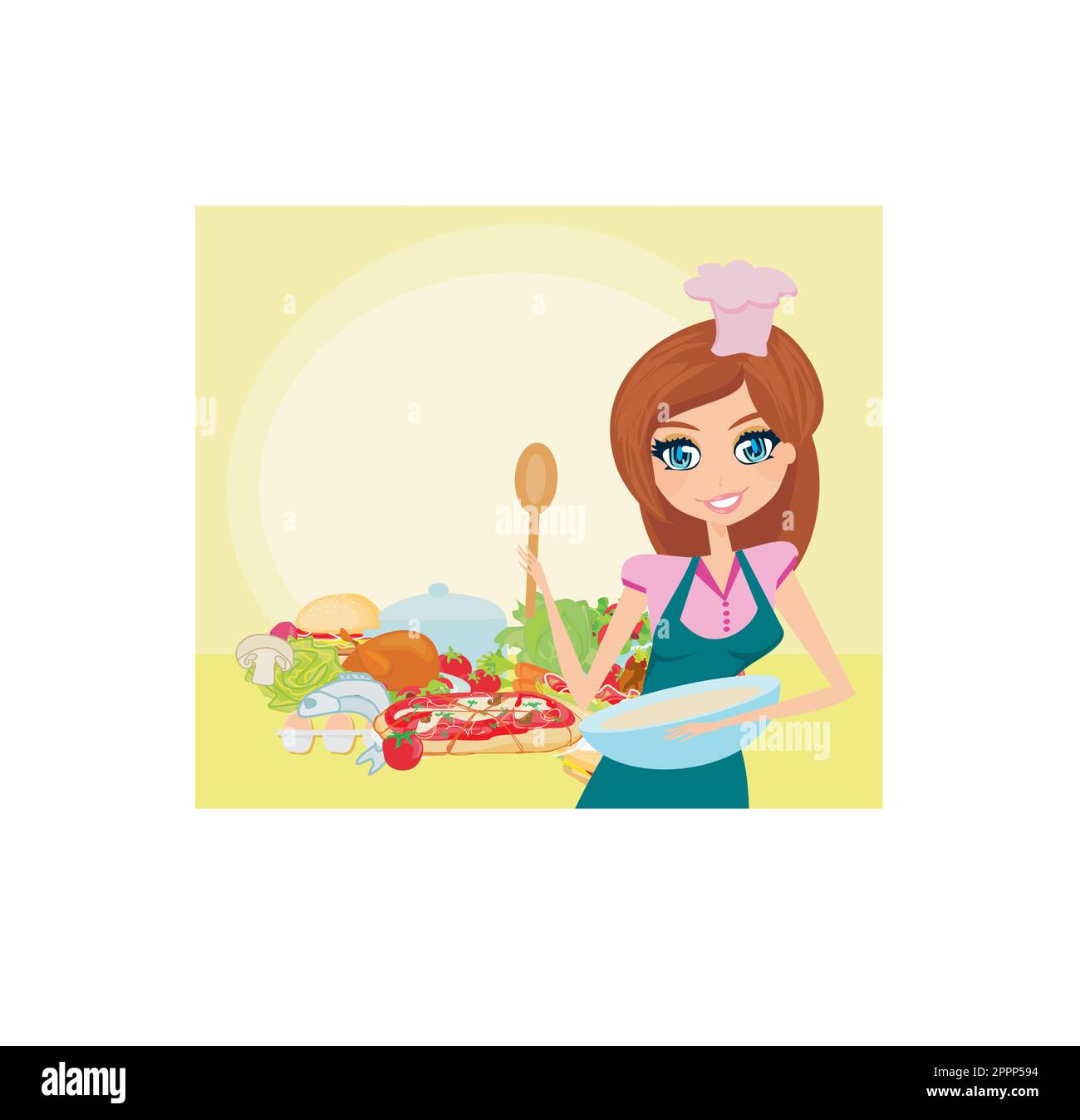 Schöne Dame kochen Stock Vektor