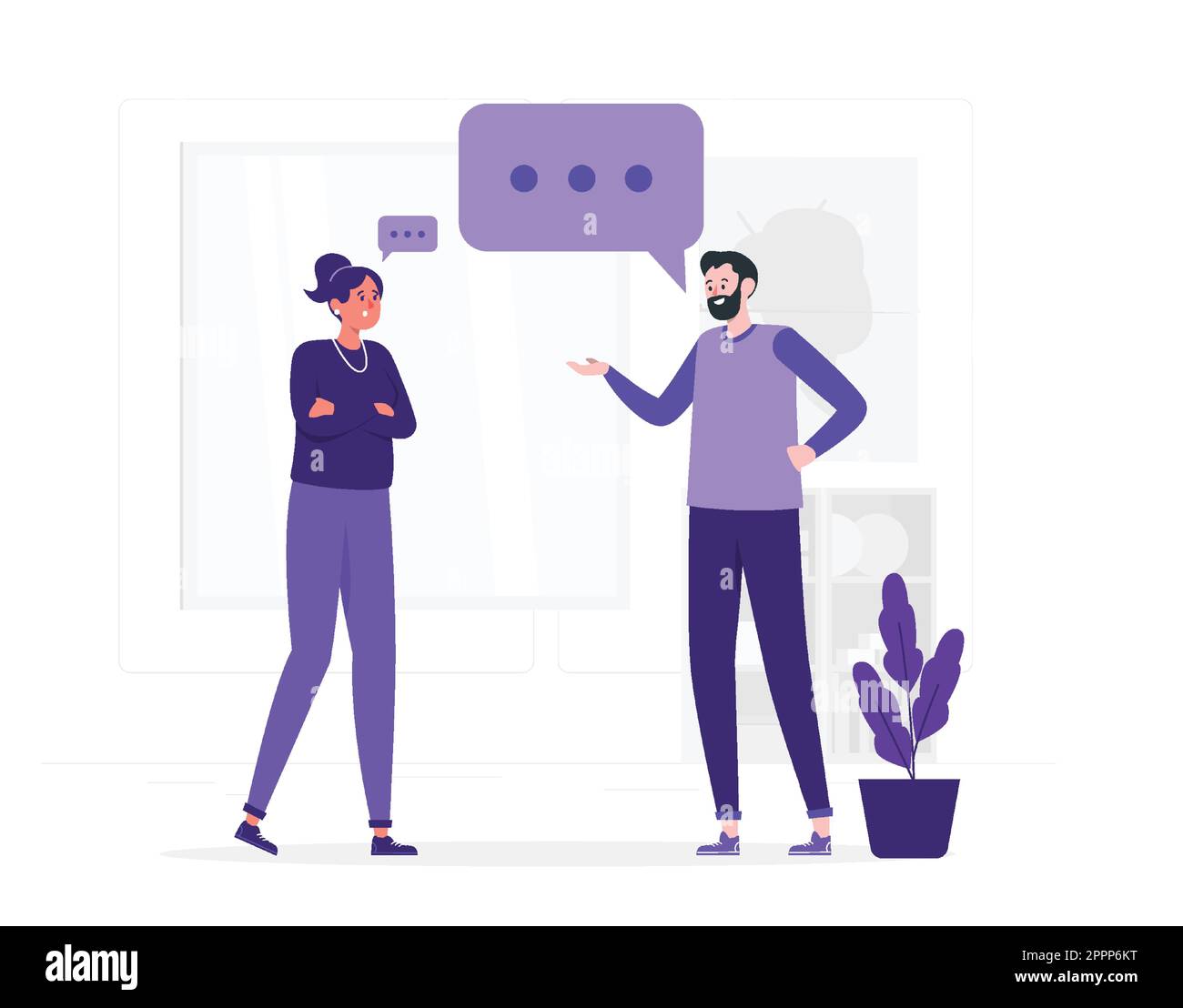 Ein Mann, der der Frau zu viel erklärt Stock Vektor