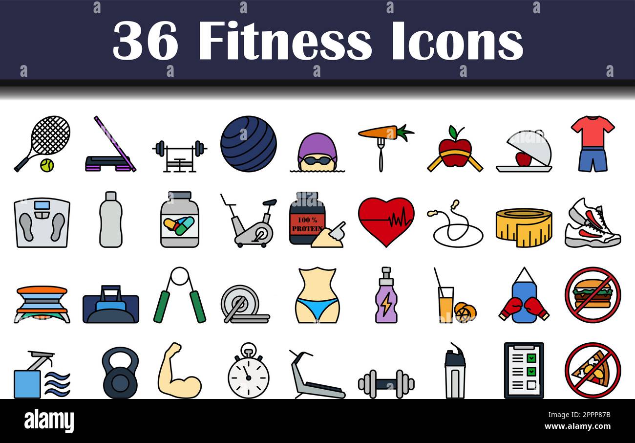 Fitness-Icon-Set Stock Vektor