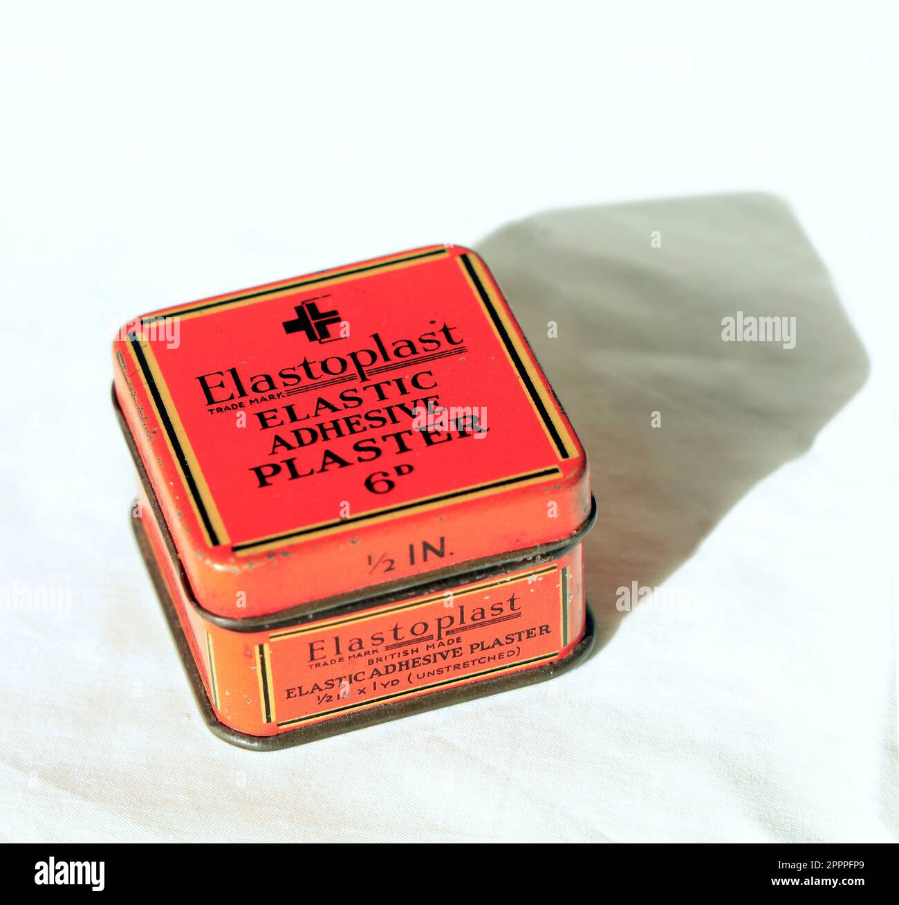 Vintage TiN - Elastoplast elastische Pflaster 1/2 Zoll Stockfoto