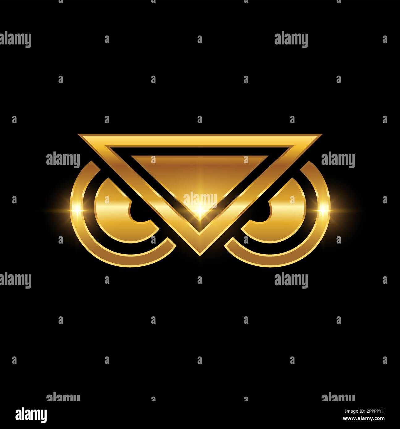 Logo-Schild Mit Goldenem Eule-Symbol Stock Vektor