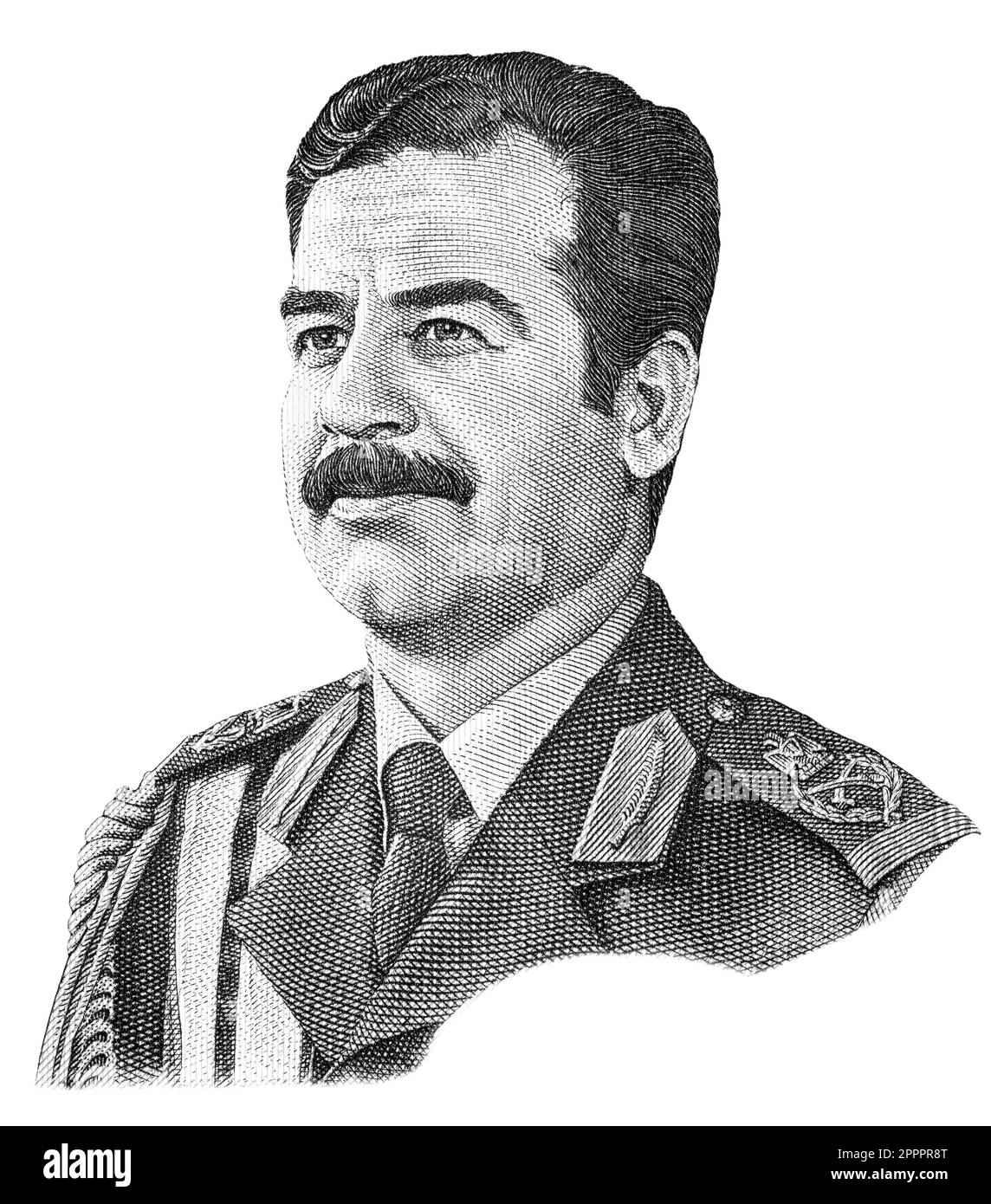 Saddam Hussein (1937-2006) Porträt von 25 Dinar Irak-Banknote Stockfoto
