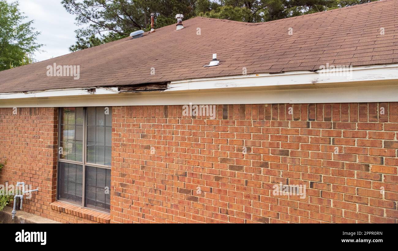 Dach und Armaturenbrett durch Wasser und Vernachlässigung beschädigt Stockfoto