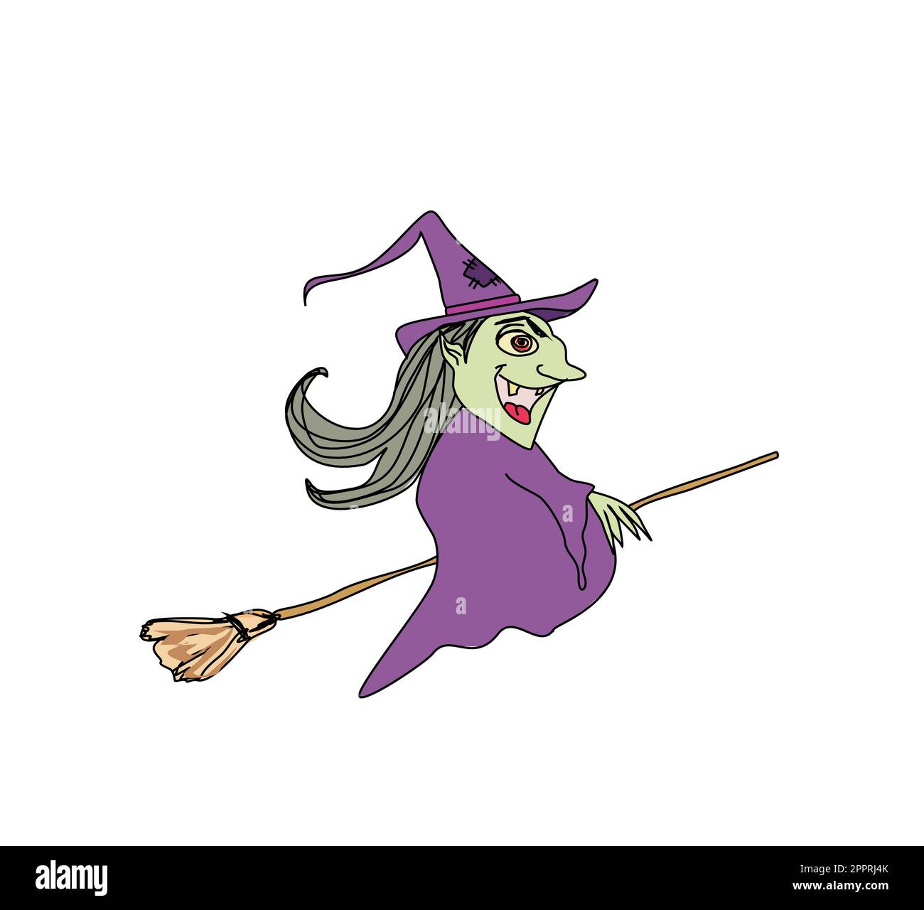 Hexe auf einem Besen fliegen Stock Vektor