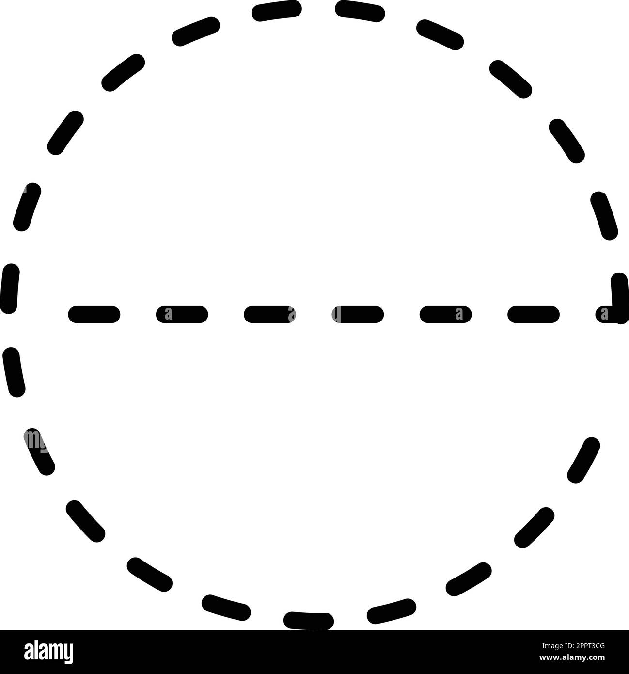 Nachvollziehbare Kleinbuchstaben E Vorschreiben mit gepunkteten Linien für Kinder im Kindergarten, Vorschule und Montessori-Schule Arbeitsblatt für Handschriftübungen. Stock Vektor