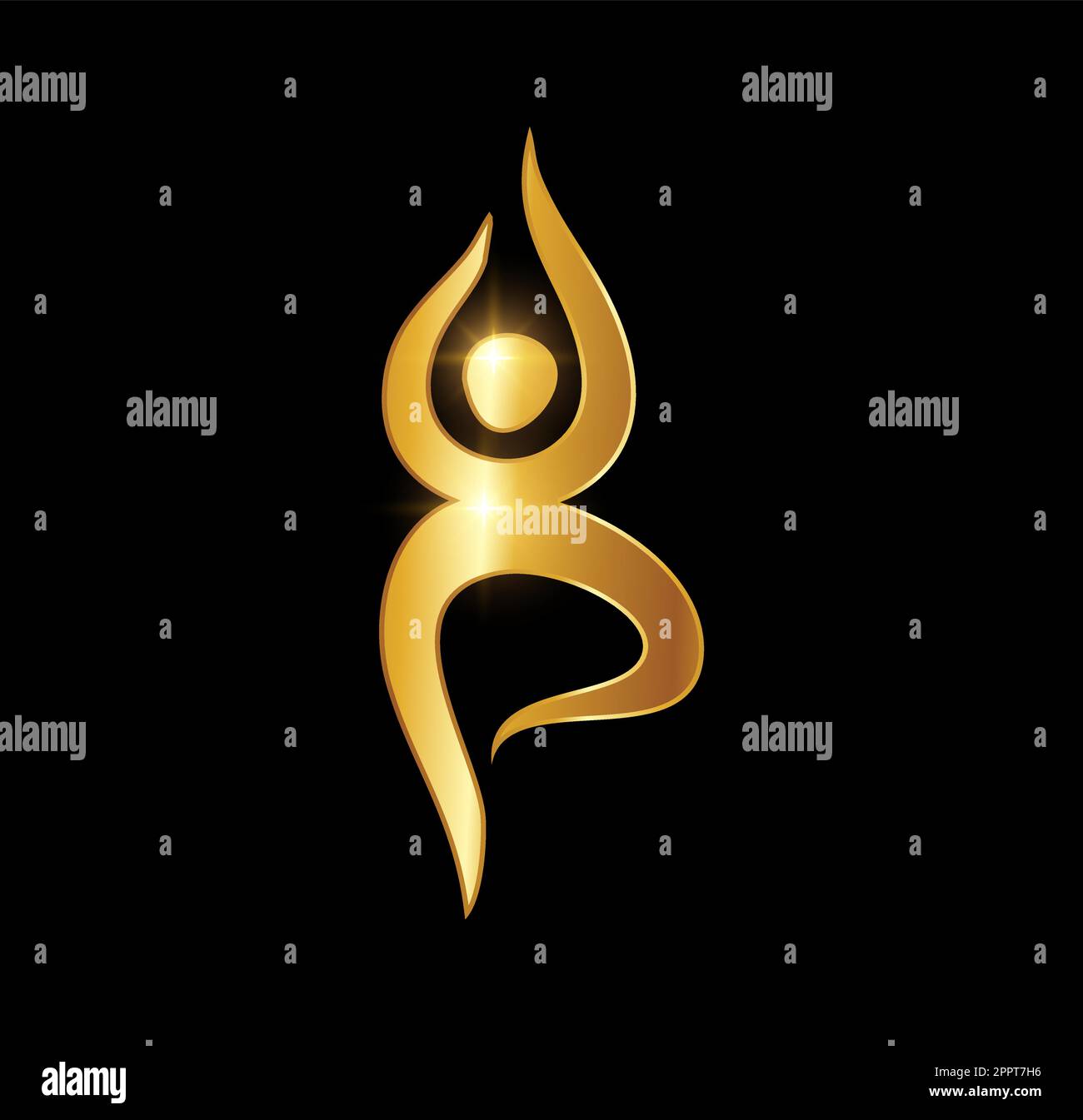 Goldenes Luxus-Yoga-Vektorsymbol Stock Vektor