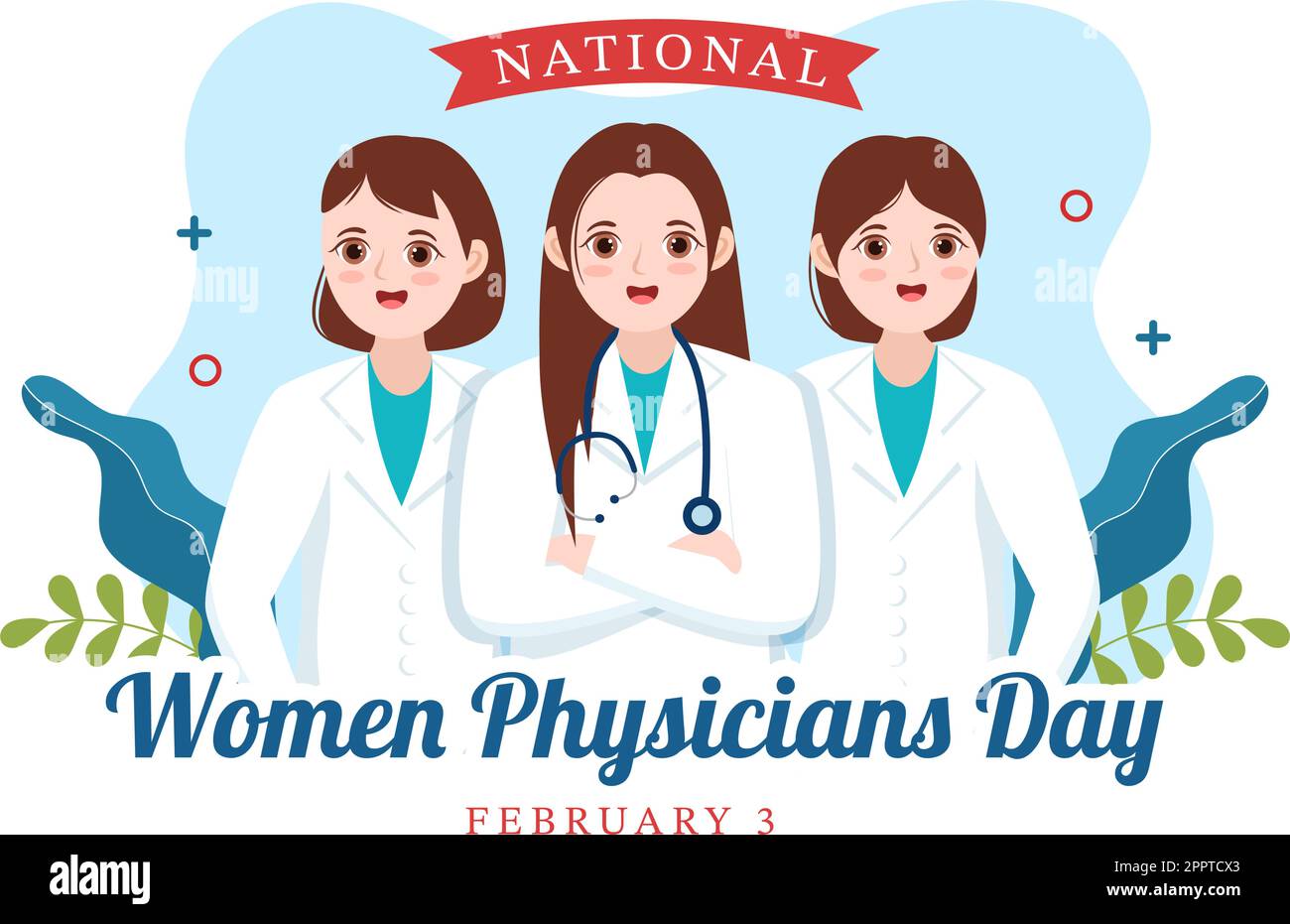 National Women Physicians Day am 3. Februar zur Ehrung landesweiter Ärztinnen in flacher Cartoon Handzeichnung von Vorlagen Illustration Stock Vektor