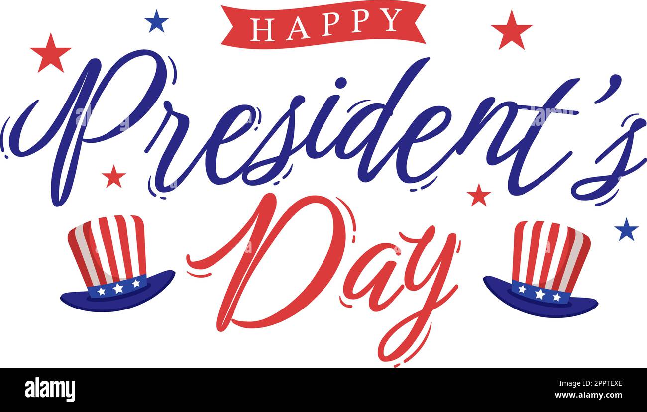 Happy Presidents Day with Stars and USA Flag for the President of America Passed for Poster in Flat Cartoon Hand Drawn Templates Illustration (Happy Presidents Day mit Stars and USA Flag für den Präsidenten von Amerika geeignet für ein Poster in einer flachen Carto Stock Vektor