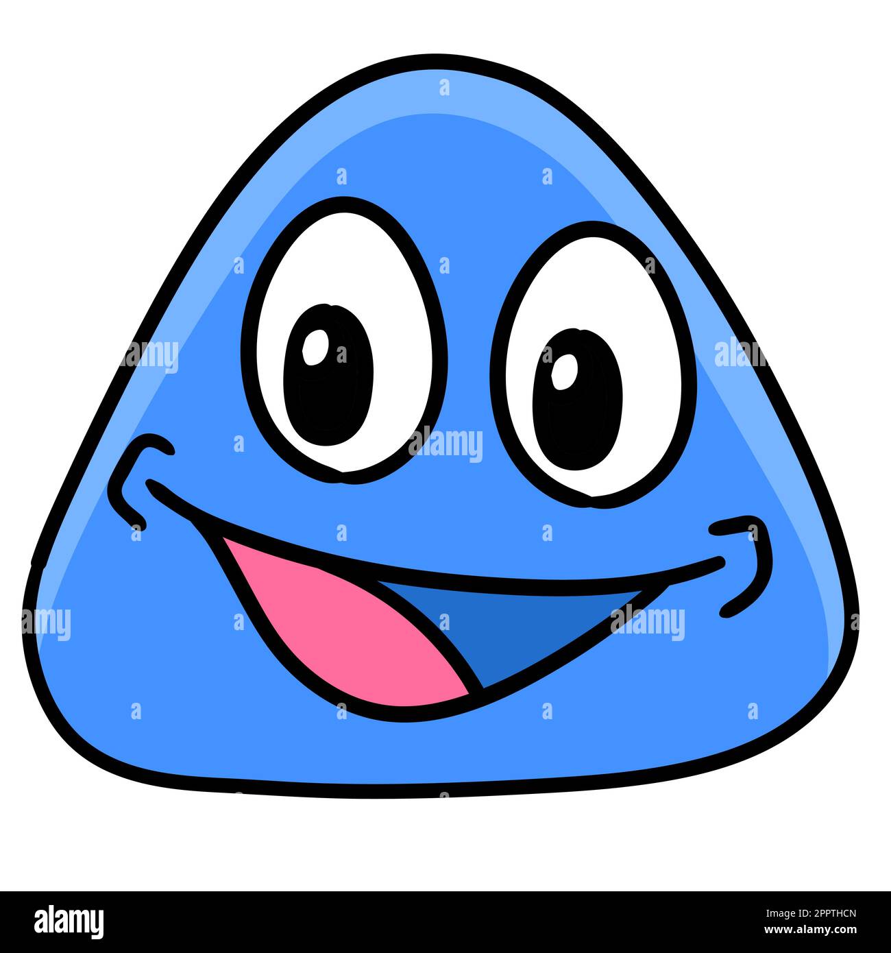 Cartoon Dreieckskopf Emoticon mit fröhlichem lächelndem Gesichtsausdruck, Doodle Icon Bild Kawaii Stock Vektor