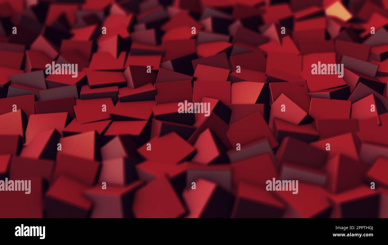 Abstrakter 3D-Hintergrund mit roten Würfeln Stockfoto