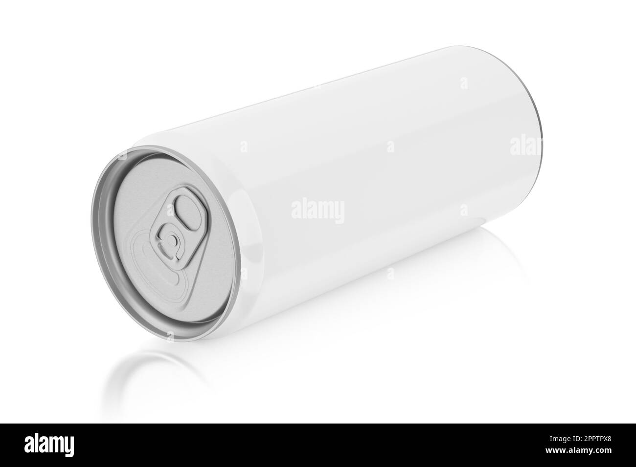330-ml-Slim-Dose aus Aluminium, isoliert auf weißem Hintergrund. 3D-Rendering-Abbildung. Stockfoto