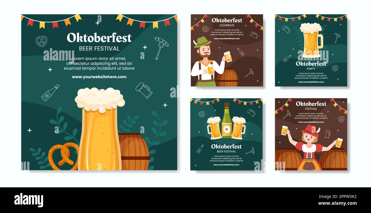 Oktoberfest Bier Festival Social Media Post Template Cartoon Hintergrund Vektor Illustration Stock Vektor