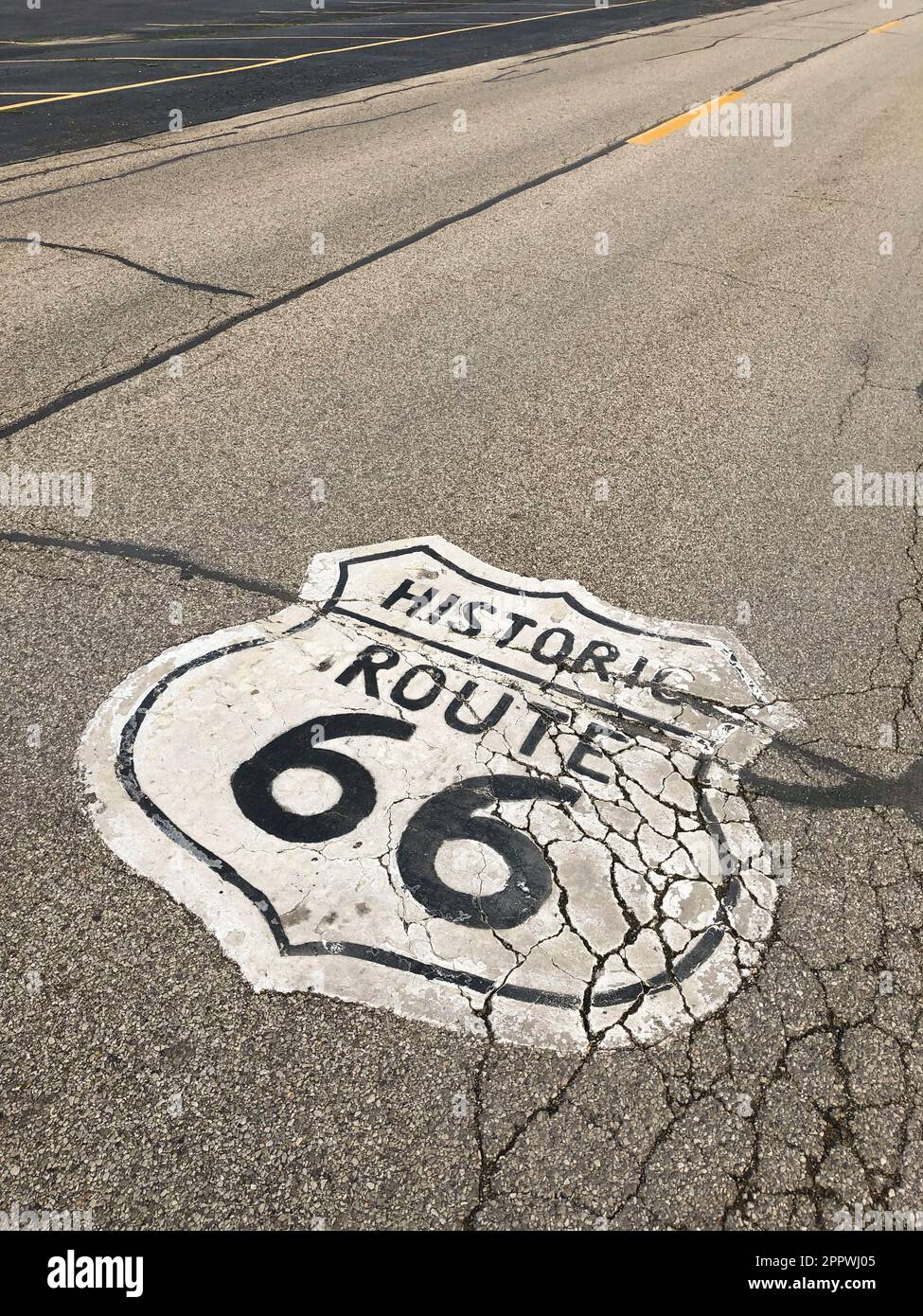 Historische Route 66 Road in Illinois Stockfoto