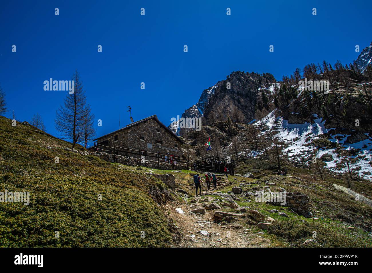 Ausflug zum Livio Bianco Zufluchtsort im oberen Valle Gesso in der Provinz Cuneo im südlichen Piemont Stockfoto