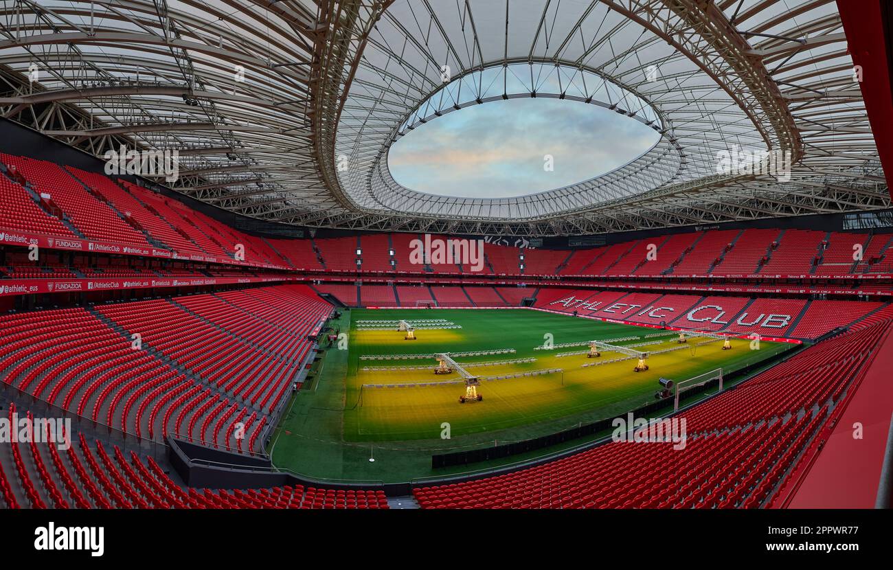 Innenansicht des Fußballfelds des Athletic Club in Bilbao, Bilbao, Biskaya, Baskenland, Spanien, Europa. Stockfoto