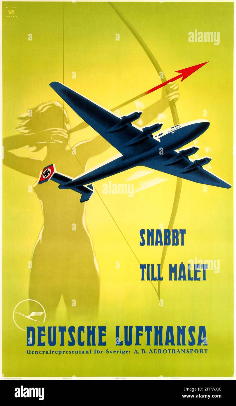 1938 Lufthansa Travel Poster Stockfoto