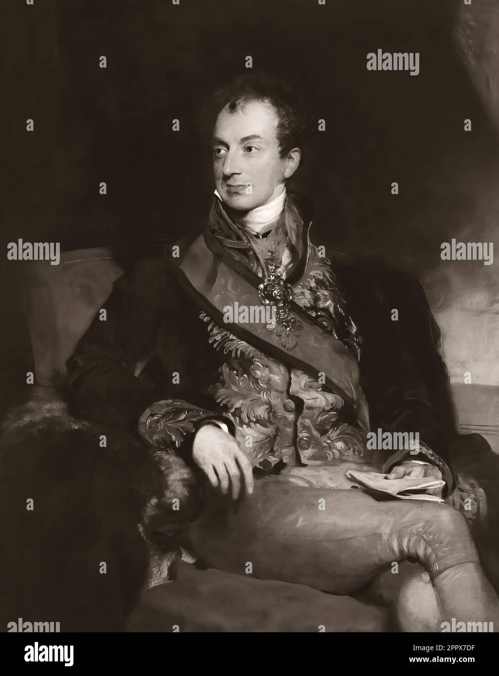 Porträt von Prinz Klemens Wenzel von Metternich, 1773-1859, Staatsmann im Kaiserösterreich, digital bearbeitet nach einem Gemälde von Thomas Lawrence, 1815 Stockfoto