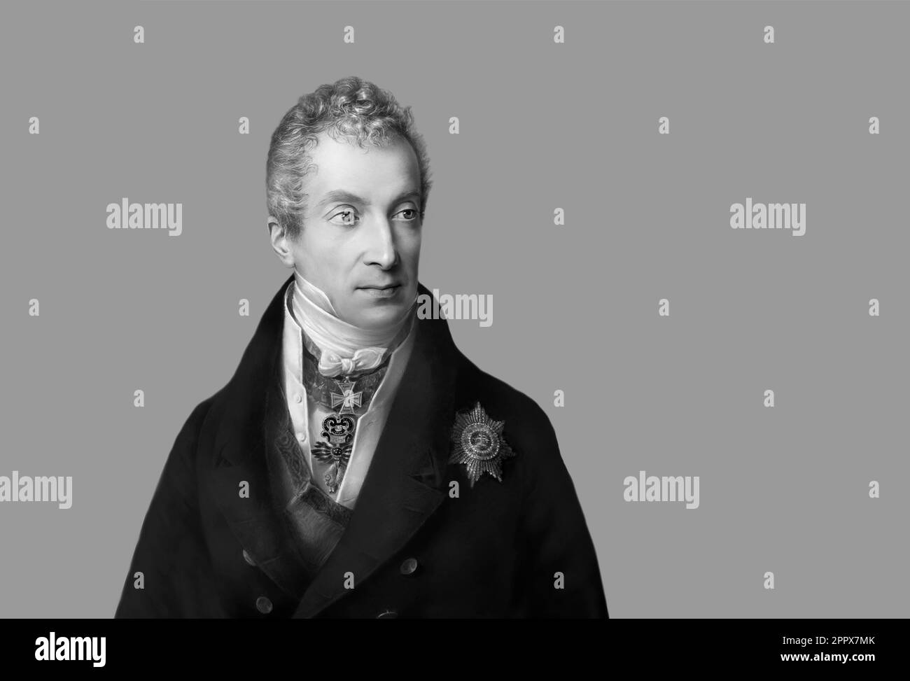 Porträt von Prinz Klemens Wenzel von Metternich, 1773-1859, Staatsmann im Kaiserösterreich, digital bearbeitet nach einem Gemälde von Friedrich Lieder, 1822 Stockfoto
