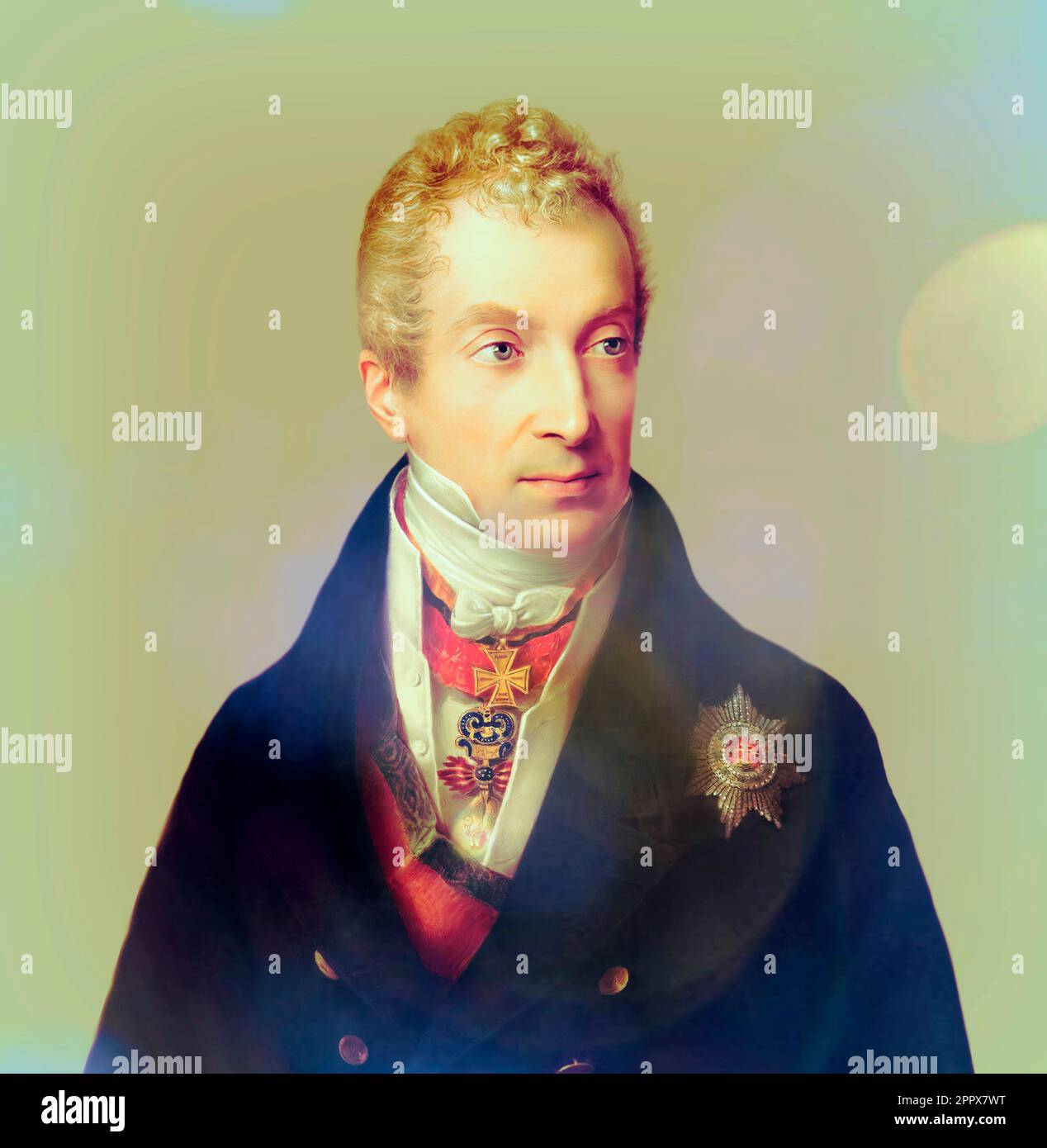 Porträt von Prinz Klemens Wenzel von Metternich, 1773-1859, Staatsmann im Kaiserösterreich, digital bearbeitet nach einem Gemälde von Friedrich Lieder, 1822 Stockfoto