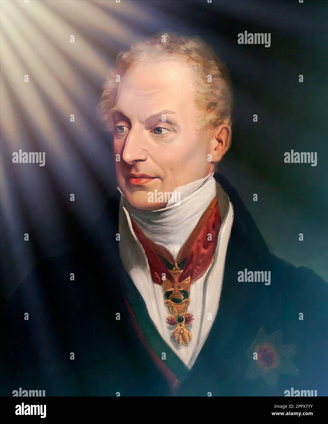 Porträt von Prinz Klemens Wenzel von Metternich, 1773-1859, Staatsmann im Kaiserösterreich, digital bearbeitet nach einem Gemälde Stockfoto