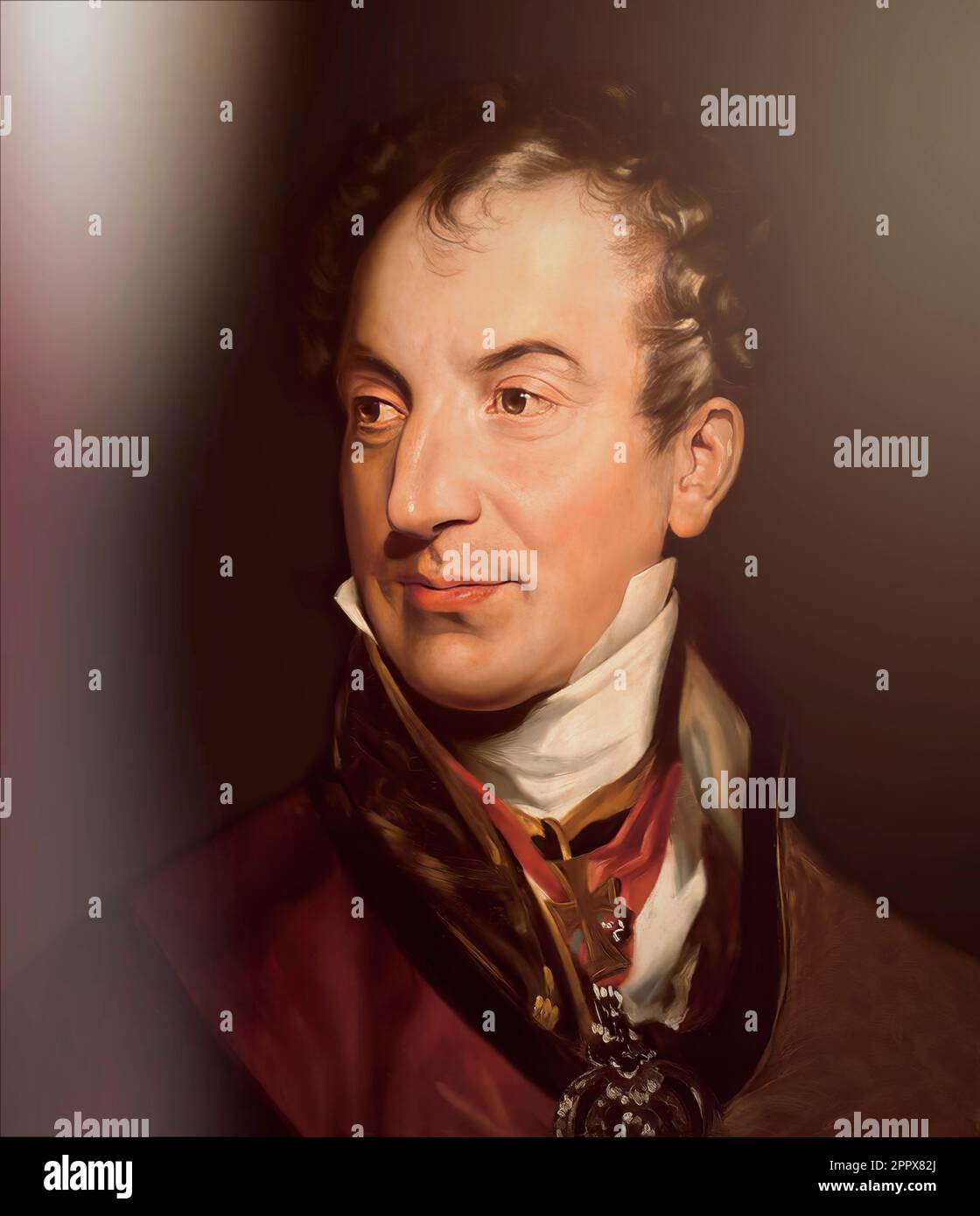 Porträt von Prinz Klemens Wenzel von Metternich, 1773-1859, Staatsmann im Kaiserösterreich, digital bearbeitet nach einem Gemälde von Thomas Lawrence, 1815 Stockfoto