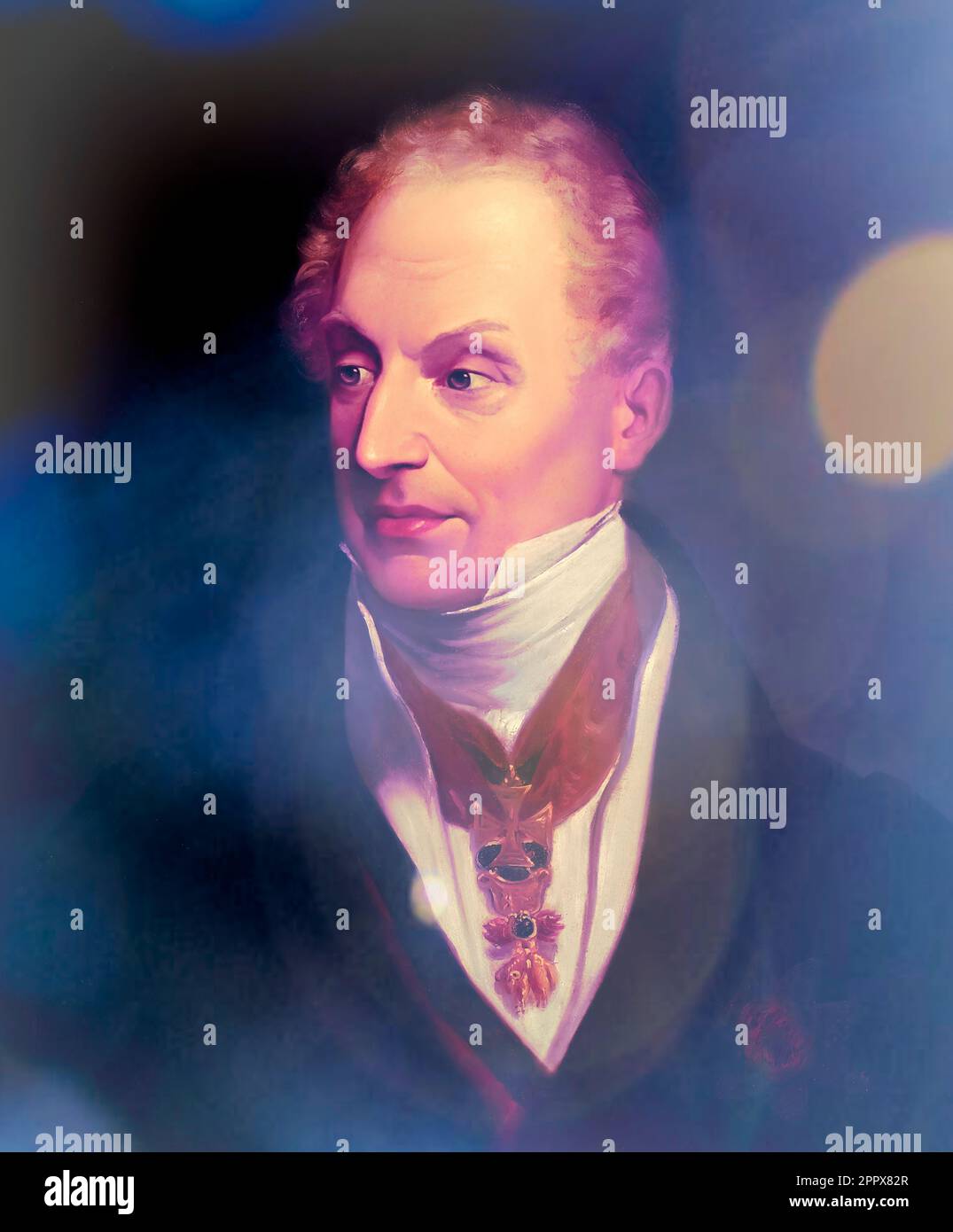 Porträt von Prinz Klemens Wenzel von Metternich, 1773-1859, Staatsmann im Kaiserösterreich, digital bearbeitet nach einem Gemälde Stockfoto