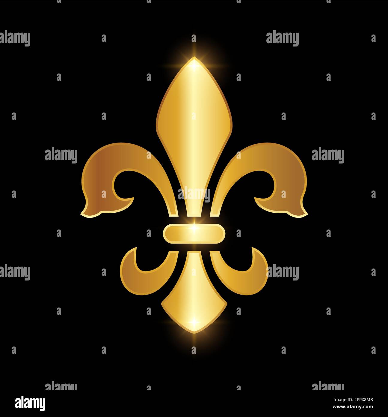 Golden Fleur De Lis Logo-Schild Stock Vektor