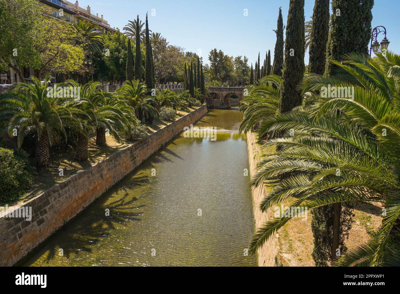 Palma de Mallorca. Torrent de sa riera River Park, Palma de Mallorca, Balearen, Spanien. Stockfoto
