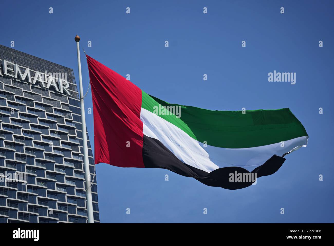 Flagge der Vereinigten Arabischen Emirate. Stockfoto