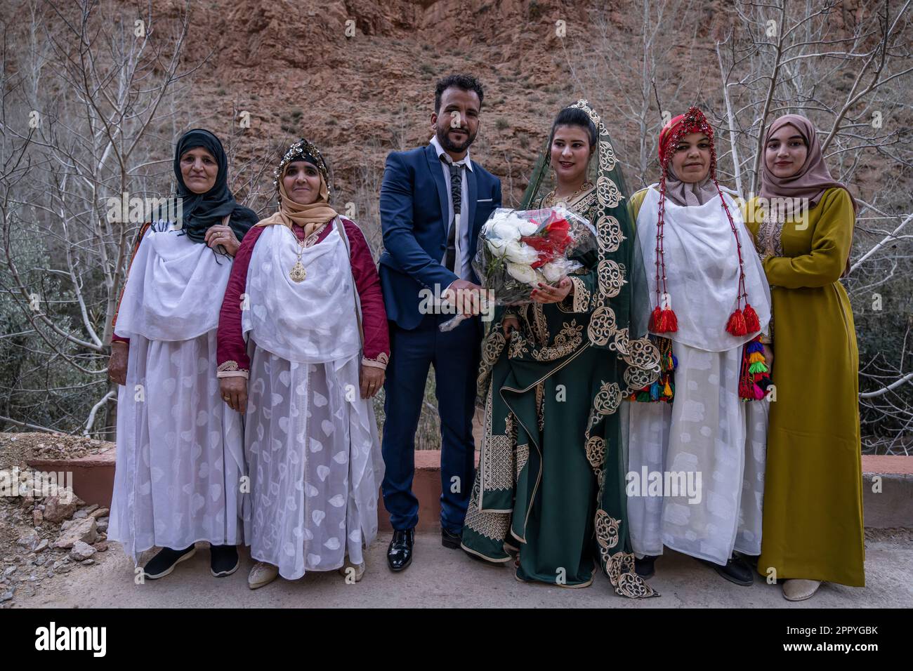 Die Familie feiert eine Ehe. Stockfoto
