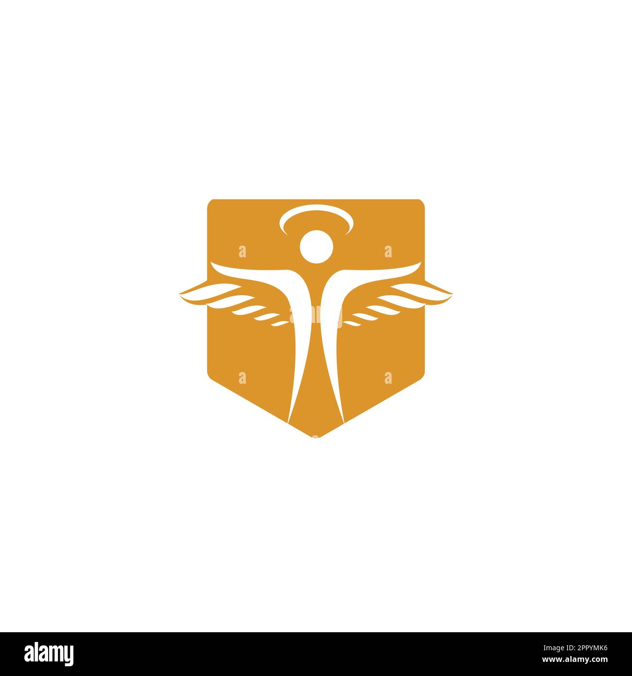 Abstraktes Angel Vector Logo-Design. Repräsentiert das Konzept von Religion, Freundlichkeit und Nächstenliebe. Stock Vektor